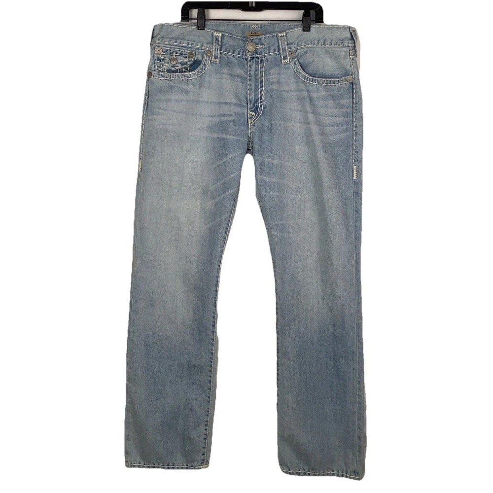 true religion jeans Men's Ricky Relaxed Thick Stitching 38x35